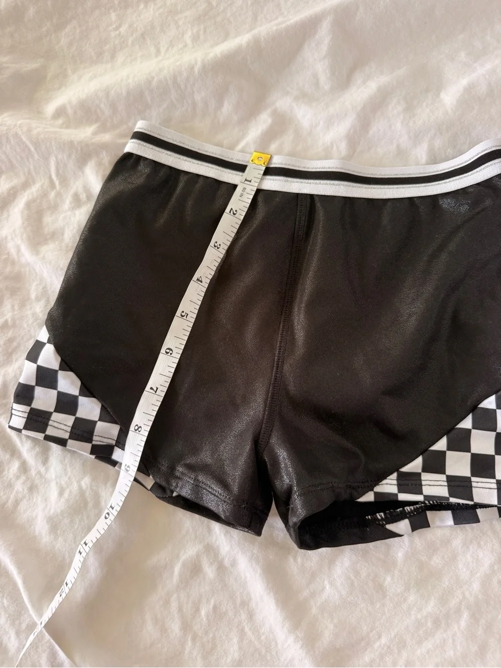 Black Checkered Trim Athletic Shorts Cartwheel Shorts